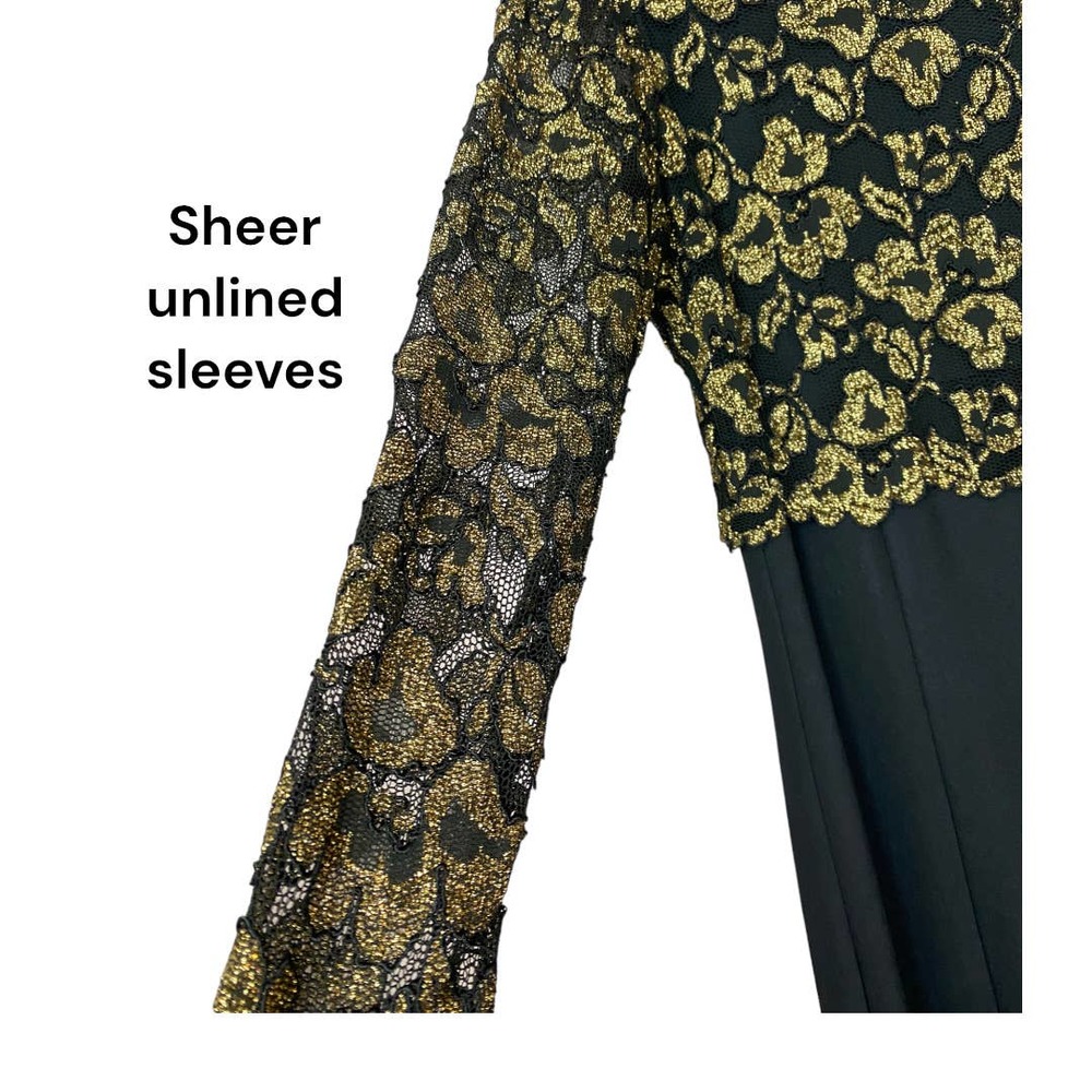 Night Way Long Sleeve Black and Gold Long Occasion Dress Size 16 - Picture 3 of 6